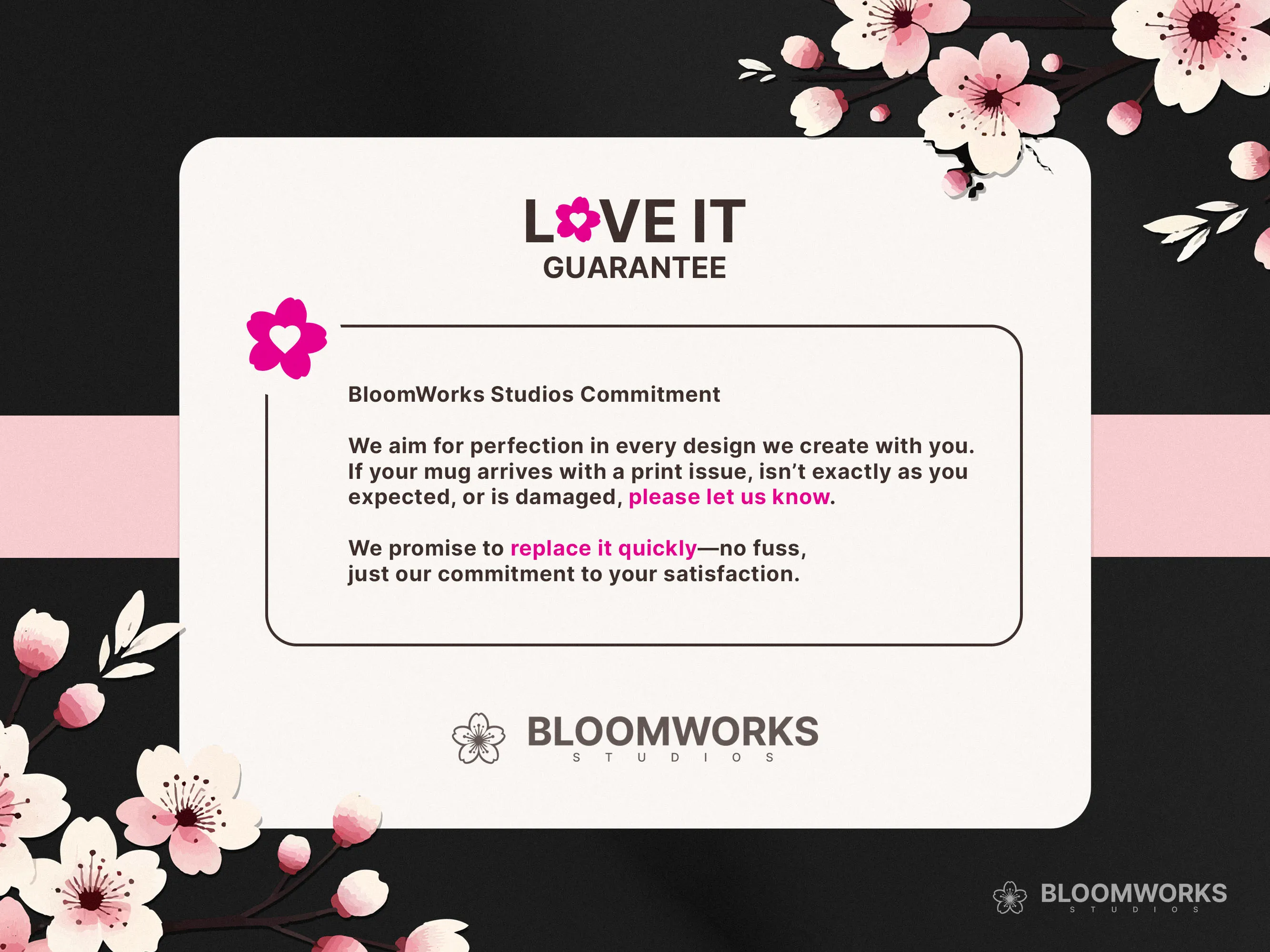 BloomWorks love it guarantee badge