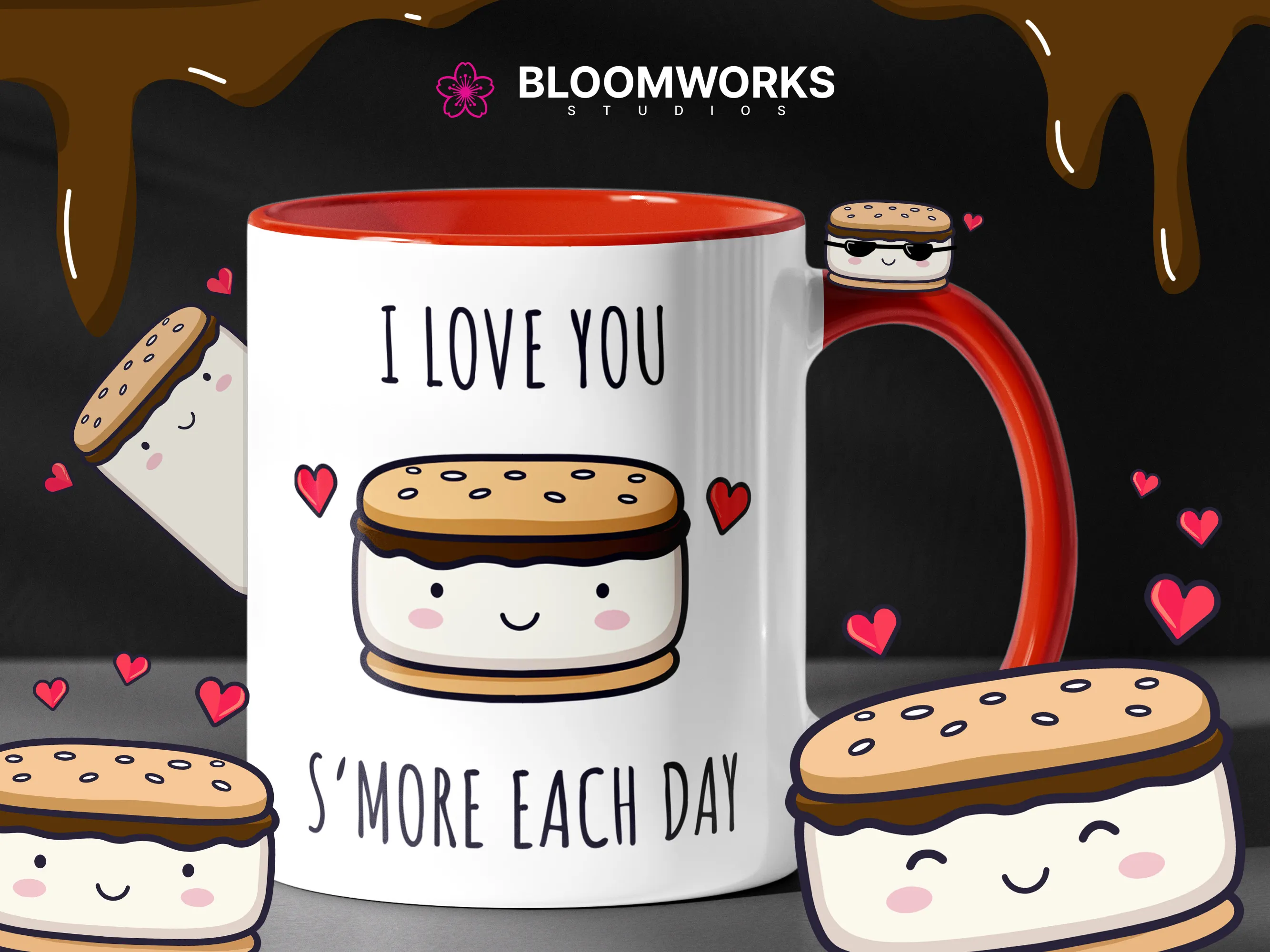 Kawaii s'more mug - 'I Love You S'more Each Day'