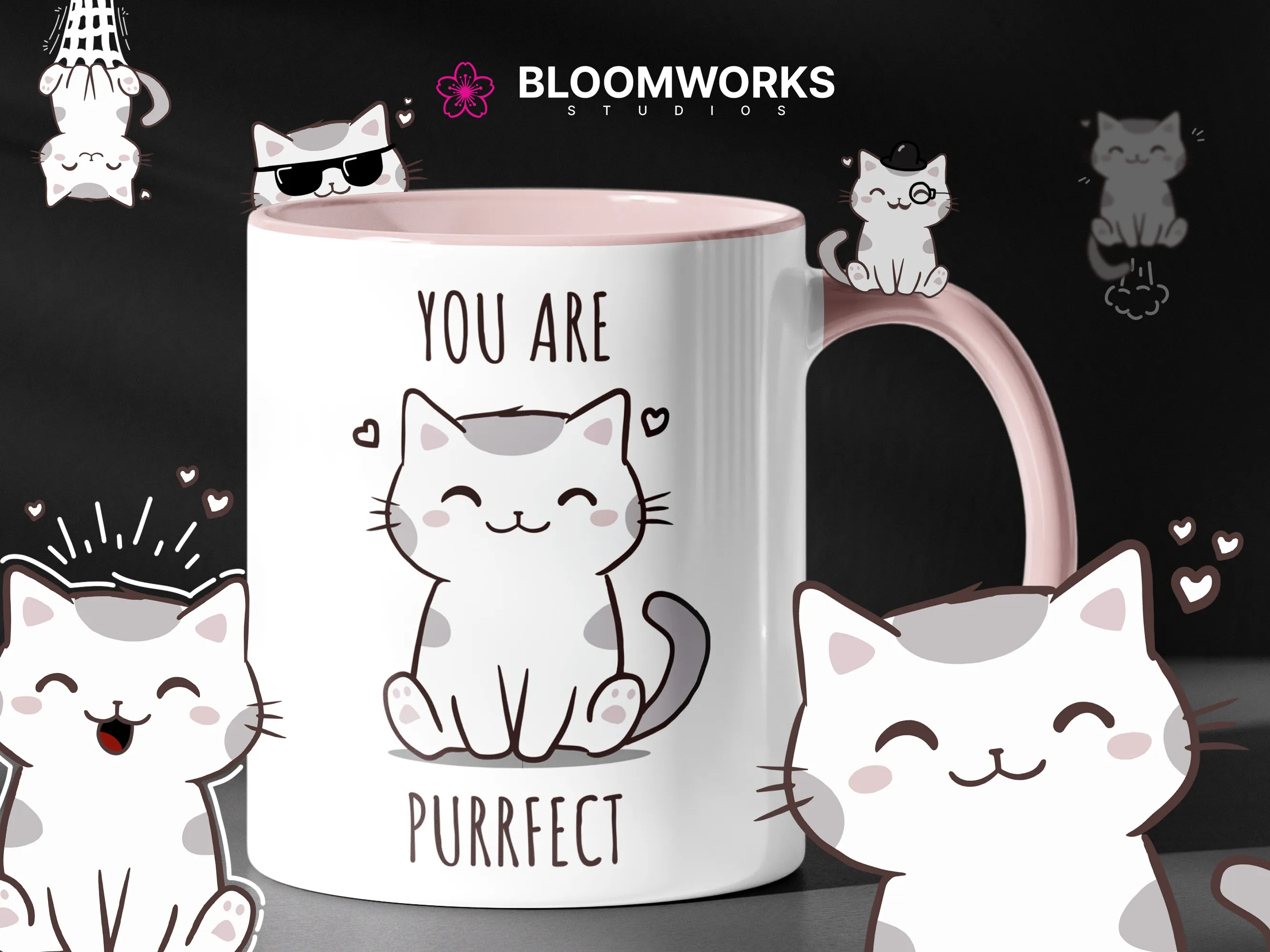 Kawaii cat mug - 'You Are Purrfect'